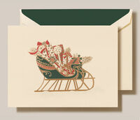 Foil Embossed Sleigh Boxed Folded Holiday Cards