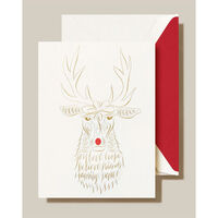 Engraved Calligraphic Reindeer Boxed Folded Christmas Cards