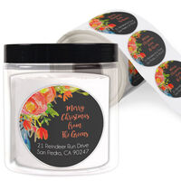 Black Colorful Seasons Round Address Labels in a Jar
