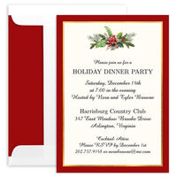 Rich Holiday Foliage with Faux Gold Invitations