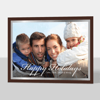 Chocolate and Faux Silver Border Holiday Photo Cards
