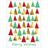 Modern Tree Faux Foil Folded Holiday Cards