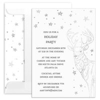 Faux Silver Vintage Deer and Stars Invitations