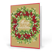 Holly and Berry Wreath Folded Holiday Cards
