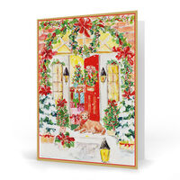 Decorated Front Door with Dog Folded Holiday Cards