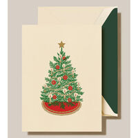 Candlelight Christmas Tree Folded Holiday Cards - Raised Ink