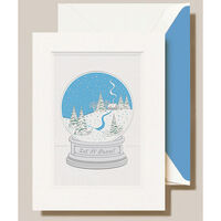 Engraved Snow Globe Boxed Folded Holiday Cards
