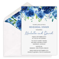 Dark Blue Rose Topper Invitations