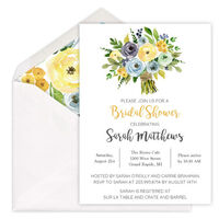 Yellow and Blue Roses Bouquet Invitations