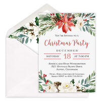 White Holiday Floral Invitations
