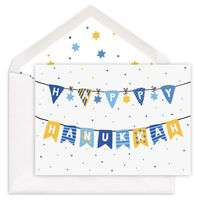 Fun Hanukkah Streamers Folded Holiday Cards
