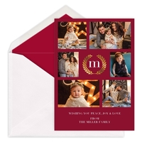 Foil Laurel Wreath Holiday Photo Cards
