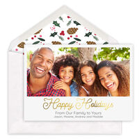 Foil Happy Holidays Flat Photo Cards