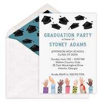 Colorful Sleeves Hat Toss Graduation Party Invitations
