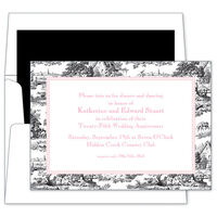 Black Toile with Pink Check Invitations