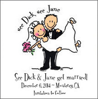 Bridal Dick and Jane Medium Magnets