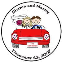 Honeymoon Car Round Gift Stickers in Color