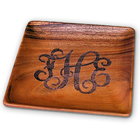 Monogrammed Wood Plate