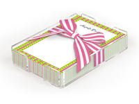 Hot Pink Stripes on Lime Memos with Acrylic Holder