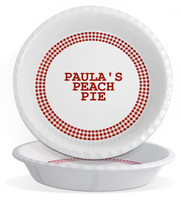 Personalized Pottery Red Gingham Traditional Pie Plate
