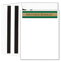 Green and Gold Stripe Flat Note Cards