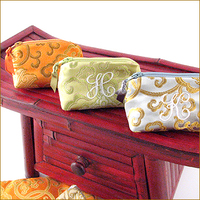 Asian Brocade Embroidered Initial Coin Purse