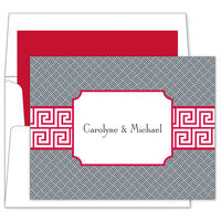 Greek Key Band Red Foldover Note Cards