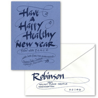 Hand Calligraphy Happy Healthy Jewish New Year Cards