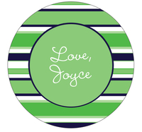 Green Stripe Round Gift Stickers