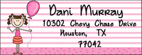 Pink Stripe Stick Figure Address Labels