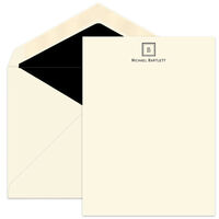 Initial Square Ecru Letter Sheets  (6.25 in. x 9.25 in.) - Raised Ink