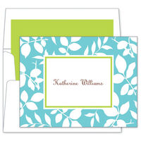 Silo Leaves Teal Foldover Note Cards