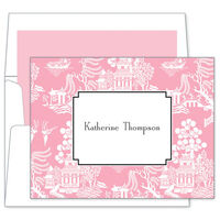 Pink Chinoiserie Foldover Note Cards