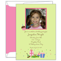 Lime Birthday Presents Photo Card Invitations