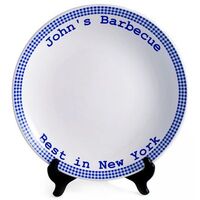 Personalized Blue Gingham Platter