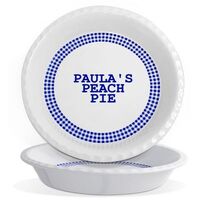 Personalized Pottery Blue Gingham Traditional Pie Plate