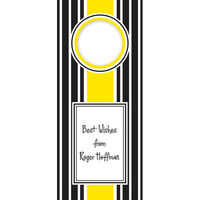 Contemporary Black and Yellow Stripe Wine Tags