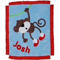 Personalized Hanging Around Monkey Crib Blanket