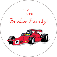 Grand Prix Race Car Round Gift Stickers