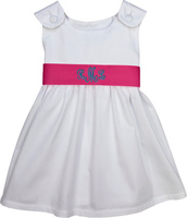 White Pique Dress with Hot Pink Sash