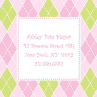 Pink and Green Argyle Calling Cards