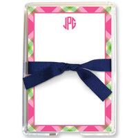 Ashley Pink Plaid Memo Sheets in Holder