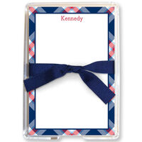 Kennedy Plaid Navy Memo Sheets in Holder