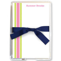 Grosgrain Ribbon Pink & Green Memo Sheets in Holder