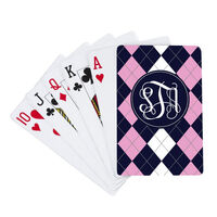 Navy & Pink Argyle Playing Cards