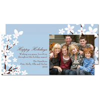 Blue Blossom Holiday Photo Cards