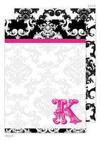 Black Damask Posh Flat Note Cards