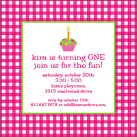 Pink Gingham with Cupcake Invitations