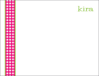Pink Gingham Stripe Flat Note Cards