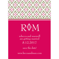 Red Diamond Pattern Save the Date Announcements